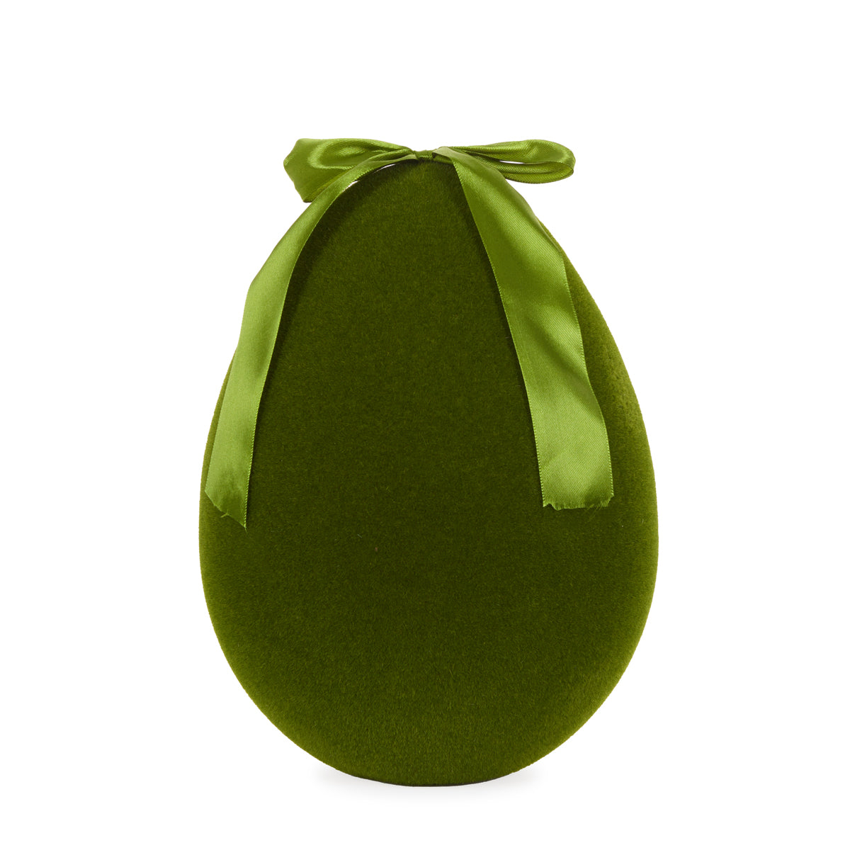 XL FLOCKED EGG WITH BOW MOSS