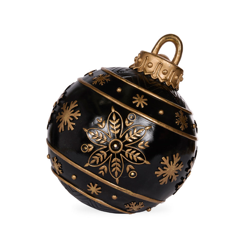 49cm LED Gold Black Snowflake Bauble Decor