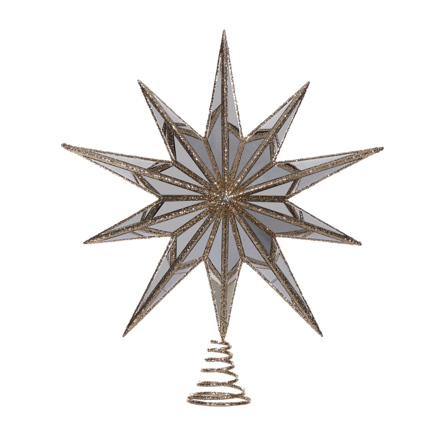 XL 10 Point Mirrored Tree Topper Star Champagne