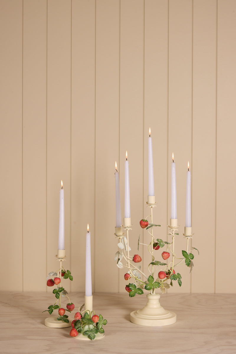LARGE WHITE STRAWBERRY CANDLE HOLDER