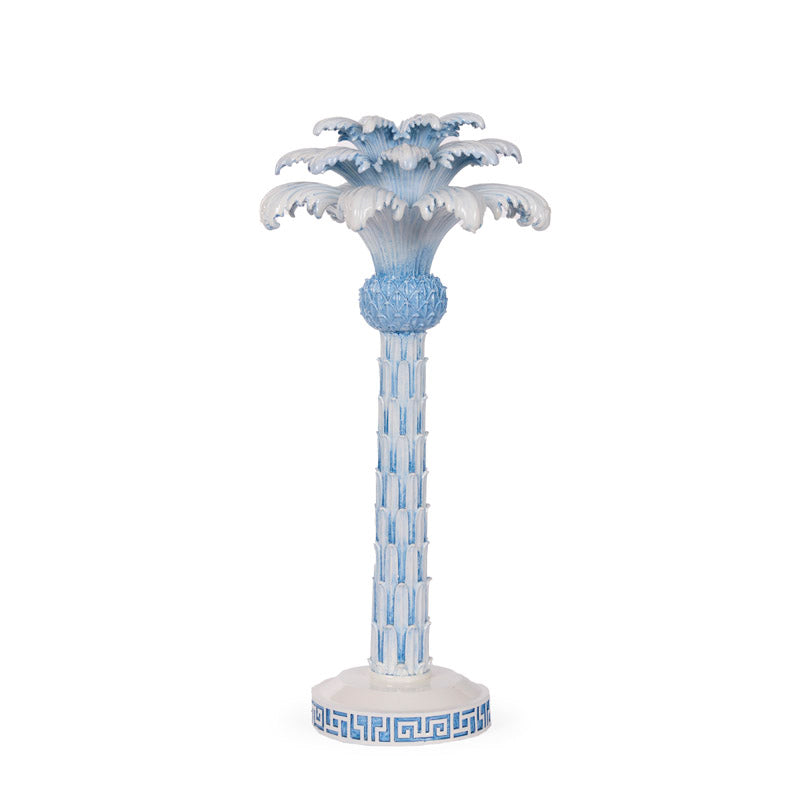 White And Blue Palm Tree Candle Holder
