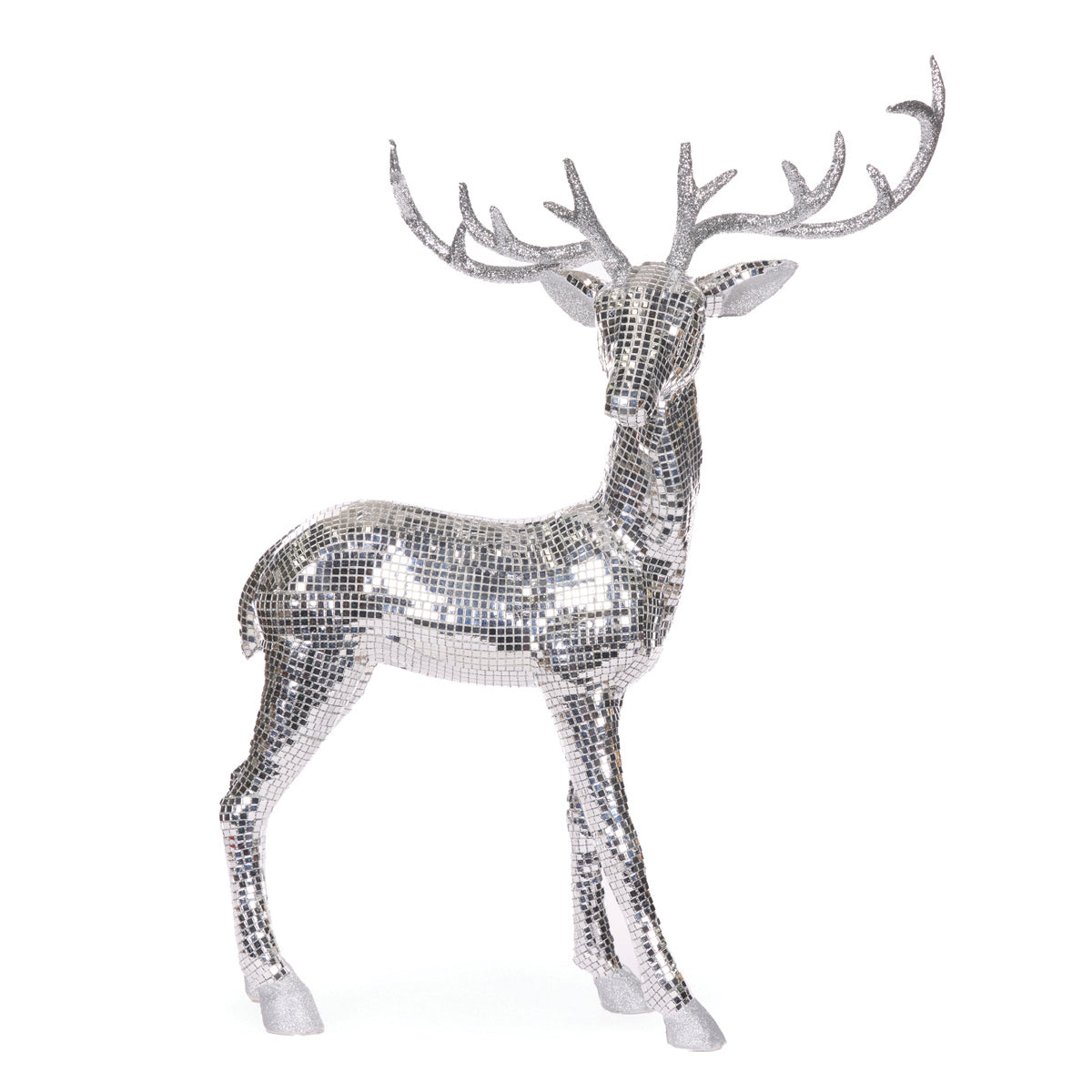 73 CM STANDING SILVER DISCO REINDEER