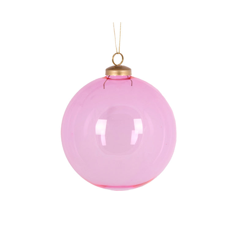12cm Pink Glass Bauble