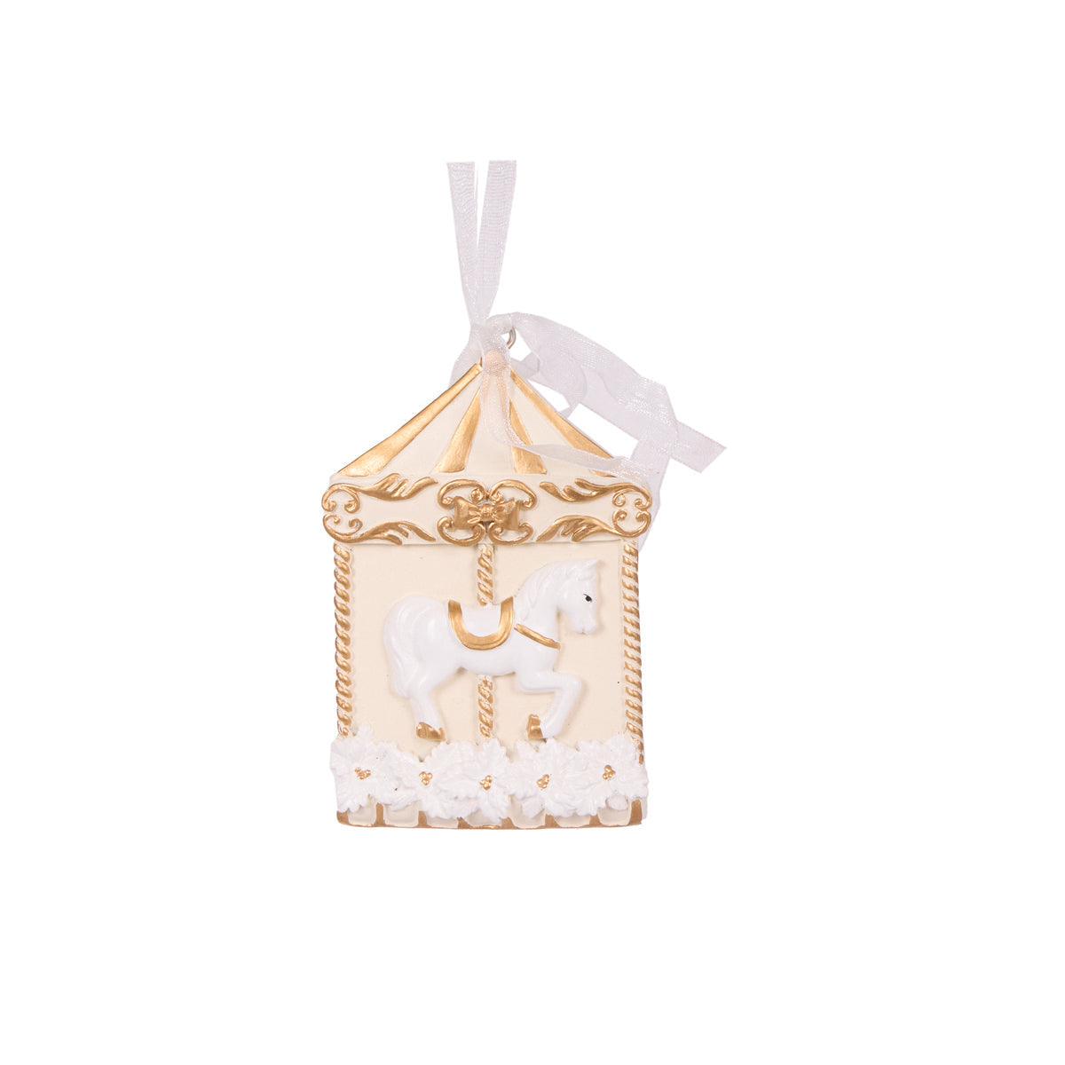 Ivory And Gold Carousel Ornament