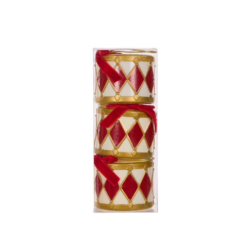 Set/3 Red And White 7cm Hanging Drums