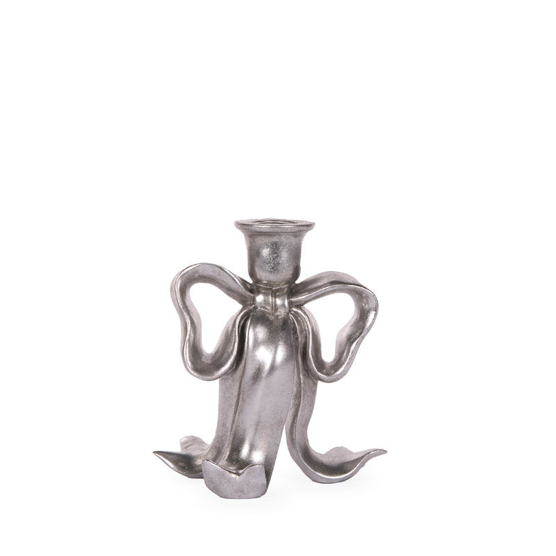 17cm Silver Bow Candle Holder
