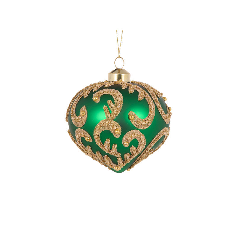 Green Beaded Swirl Onion Bauble