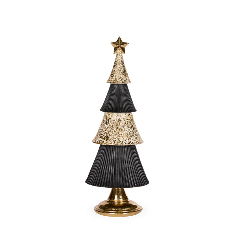 32cm Black And Gold Layered Tree