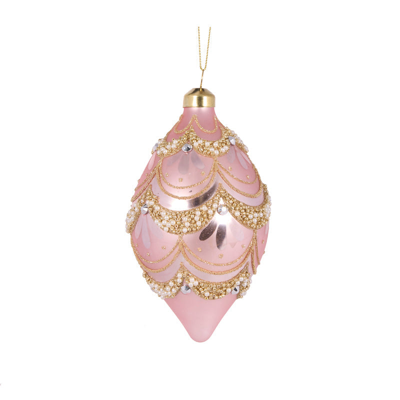 Pink Embellished Scallop Drop Bauble