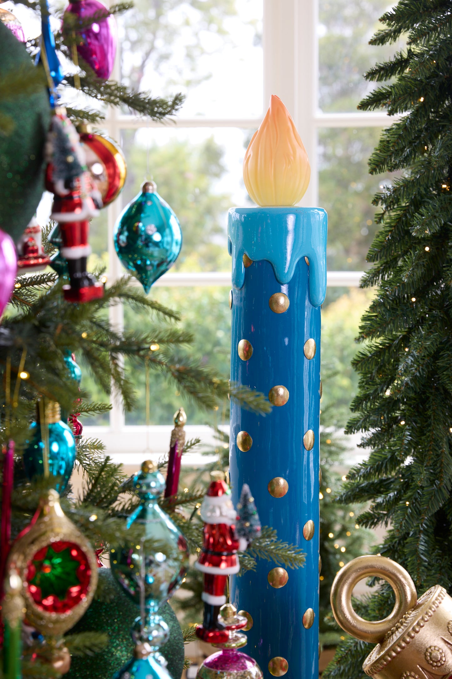 122.5 CM LED BLUE POLKA DOT CANDLE