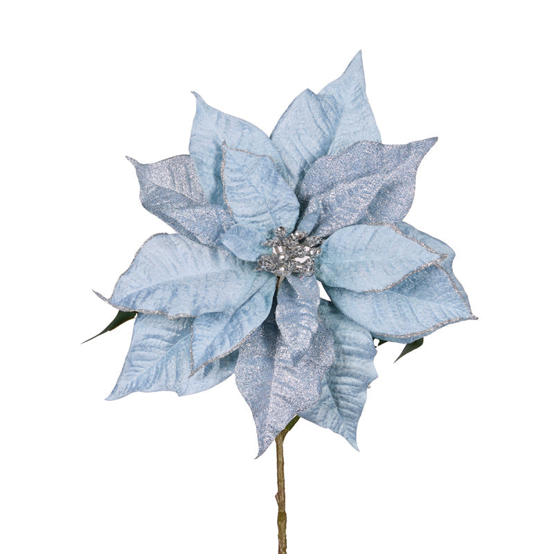 Natural Blue Poinsettia Stem