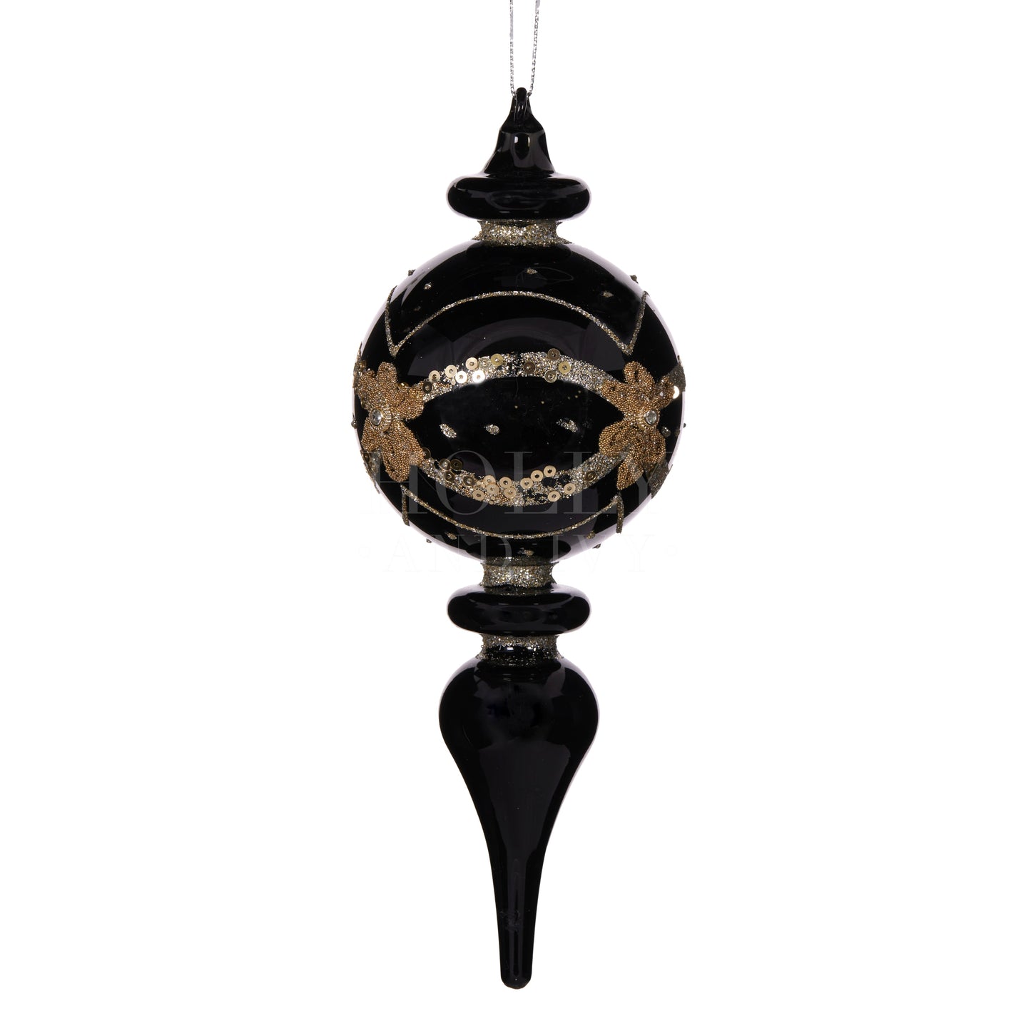 Black & Gold Floral Finial