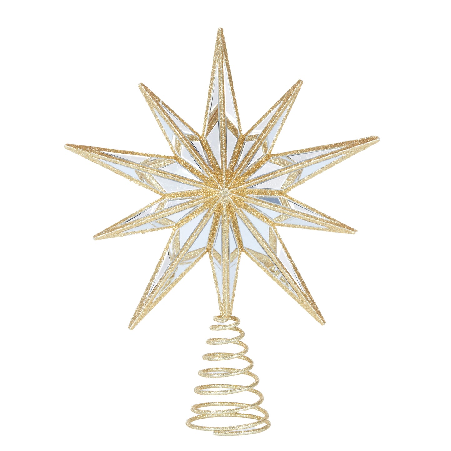 9 - point Mirrored Tree Topper Star Gold