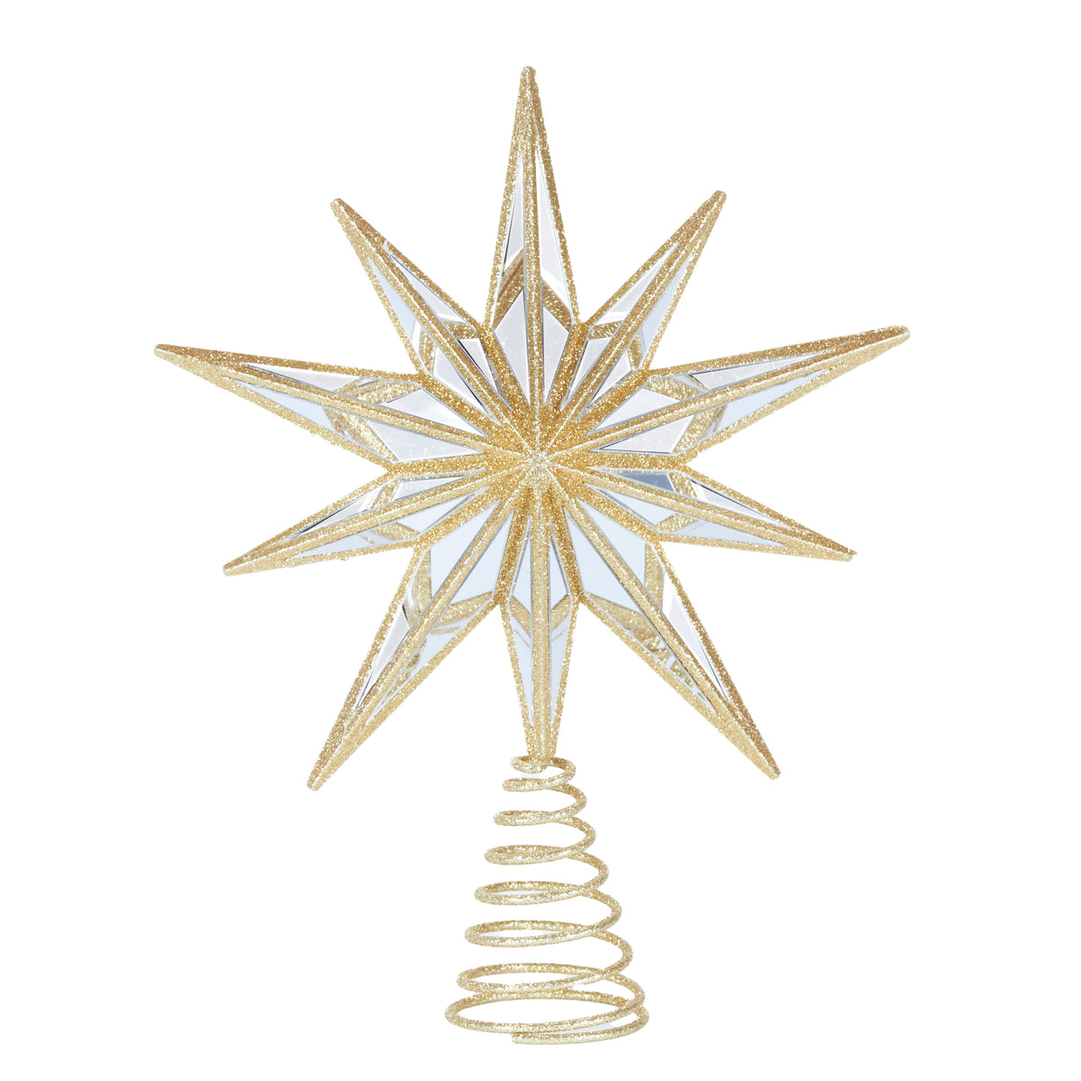 9 - point Mirrored Tree Topper Star Gold