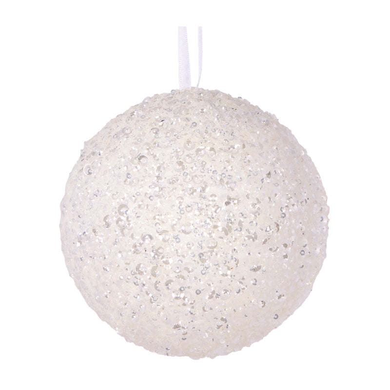 XL White Crystal Confetti Bauble