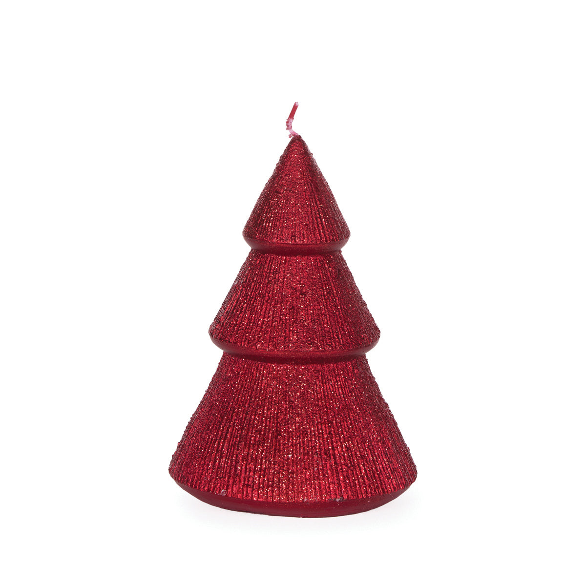 13.5cm Red Ribbed Tree Candle