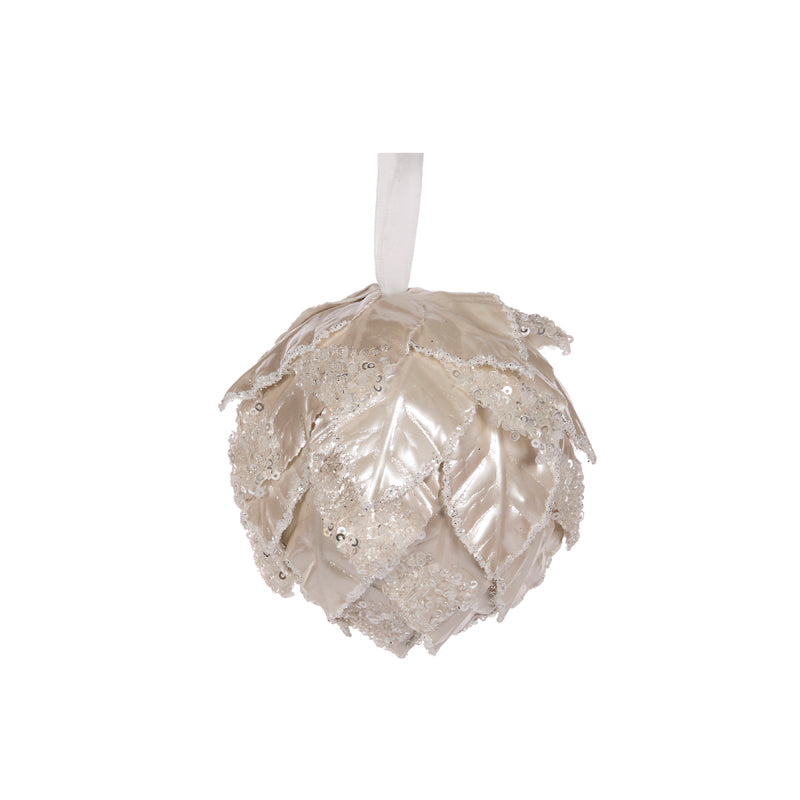 White Pearl Leaf Bauble