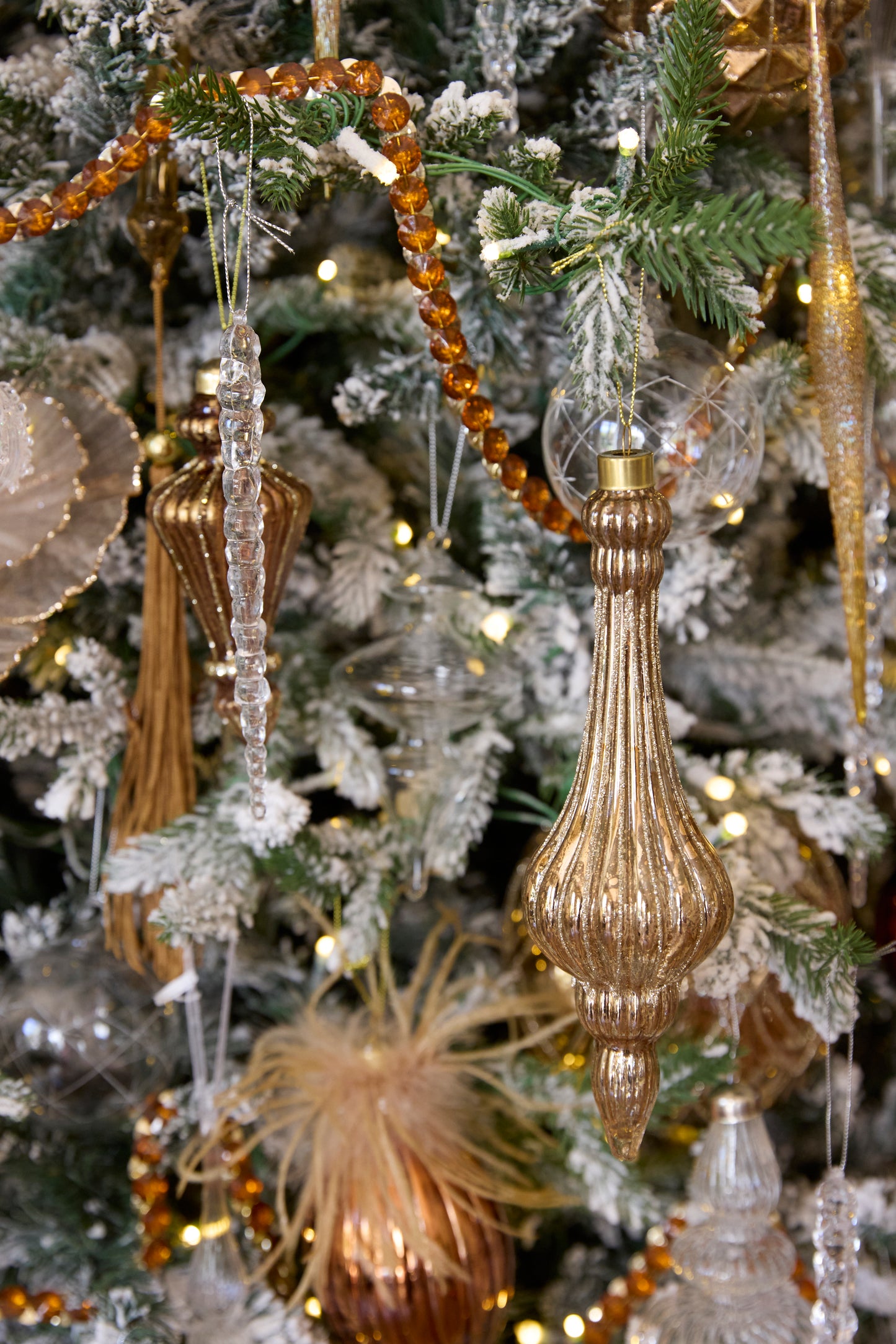 Rose Gold Glittered Chandelier Finial