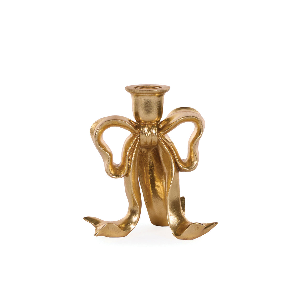 17cm Gilded Bow Candle Holder