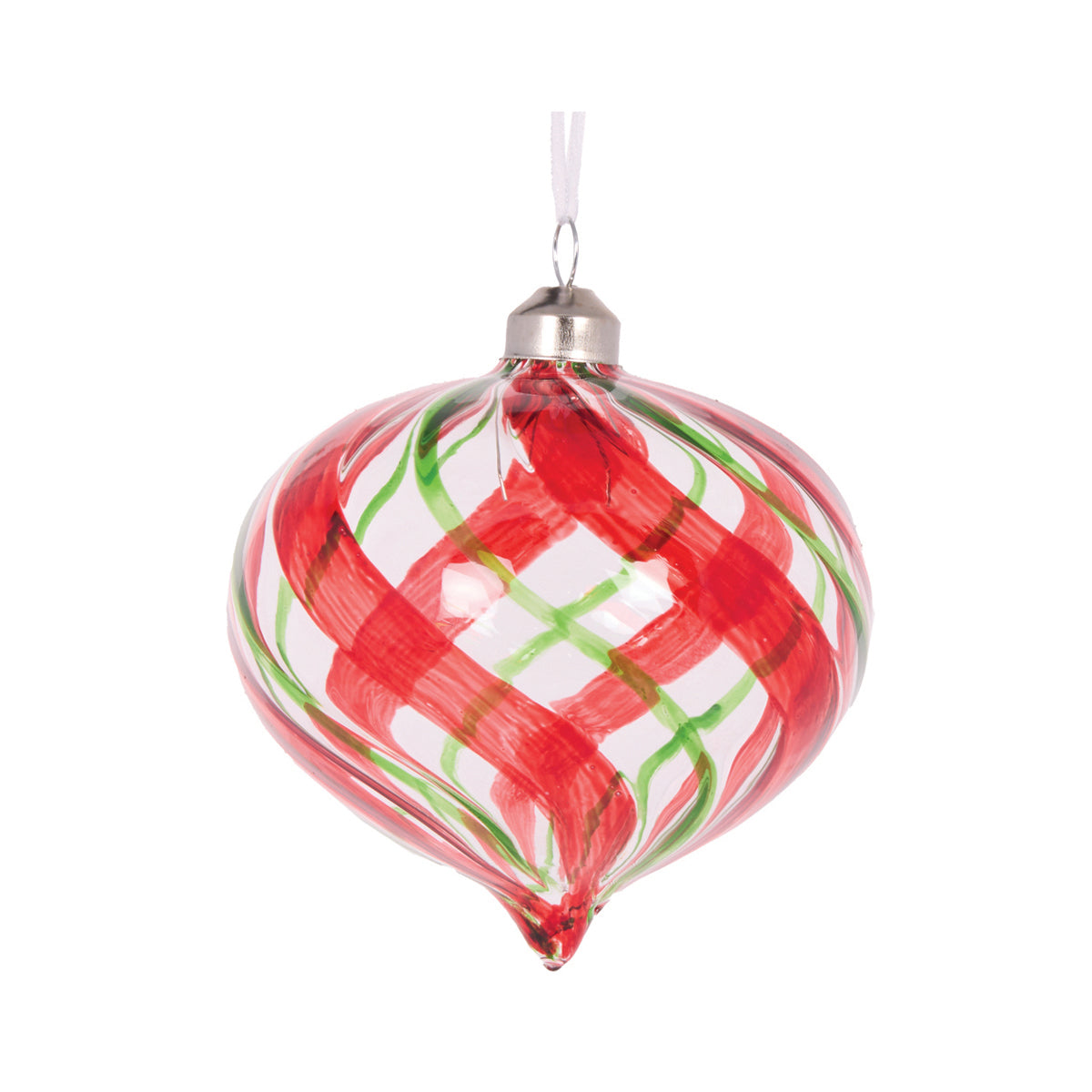 Clear Peppermint Swirl Onion Bauble