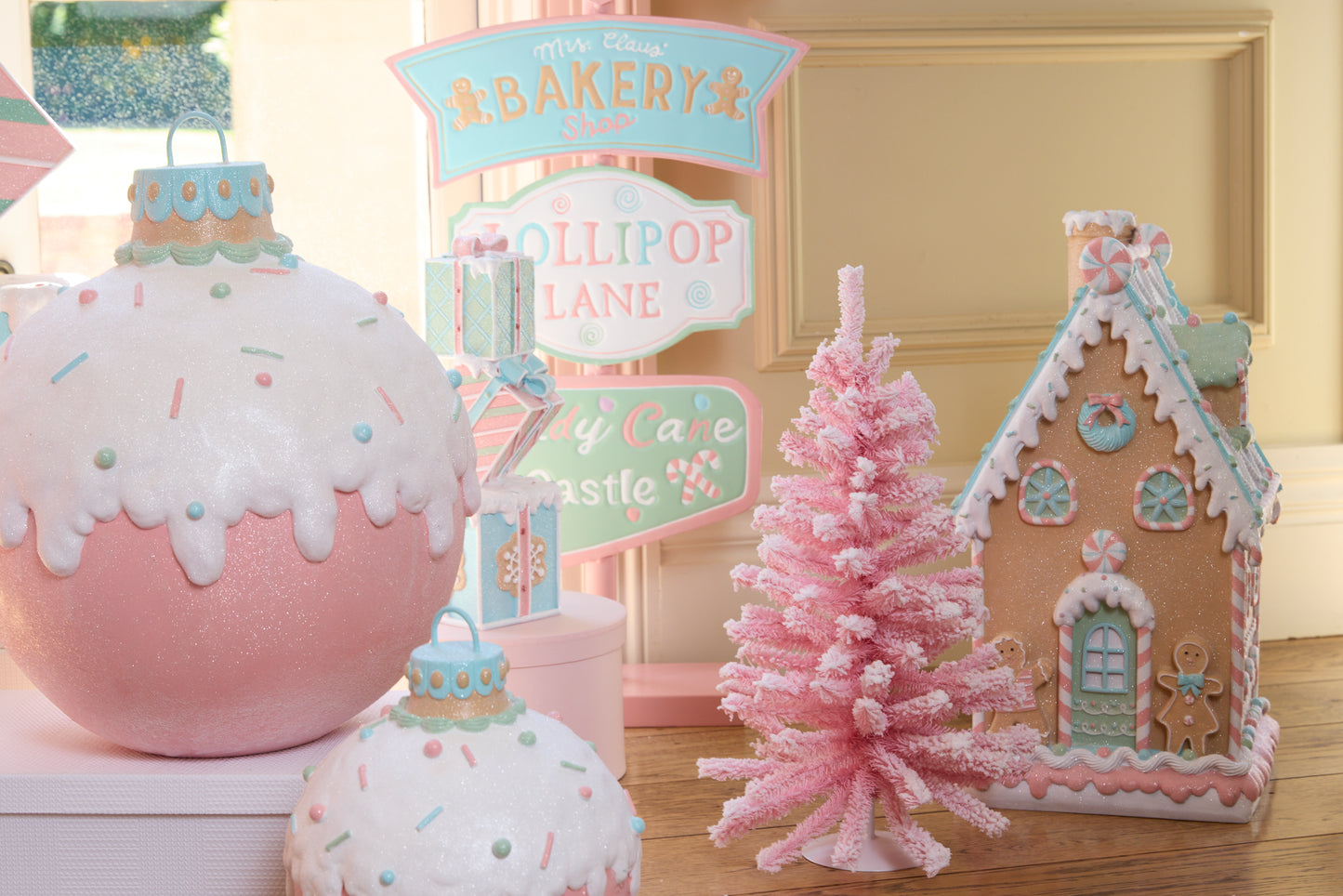 Pastel Pink Flocked Table Top Tree