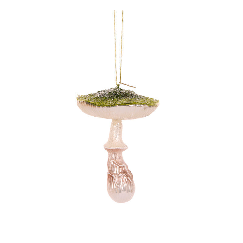 Green Glass Hanging Mushroom