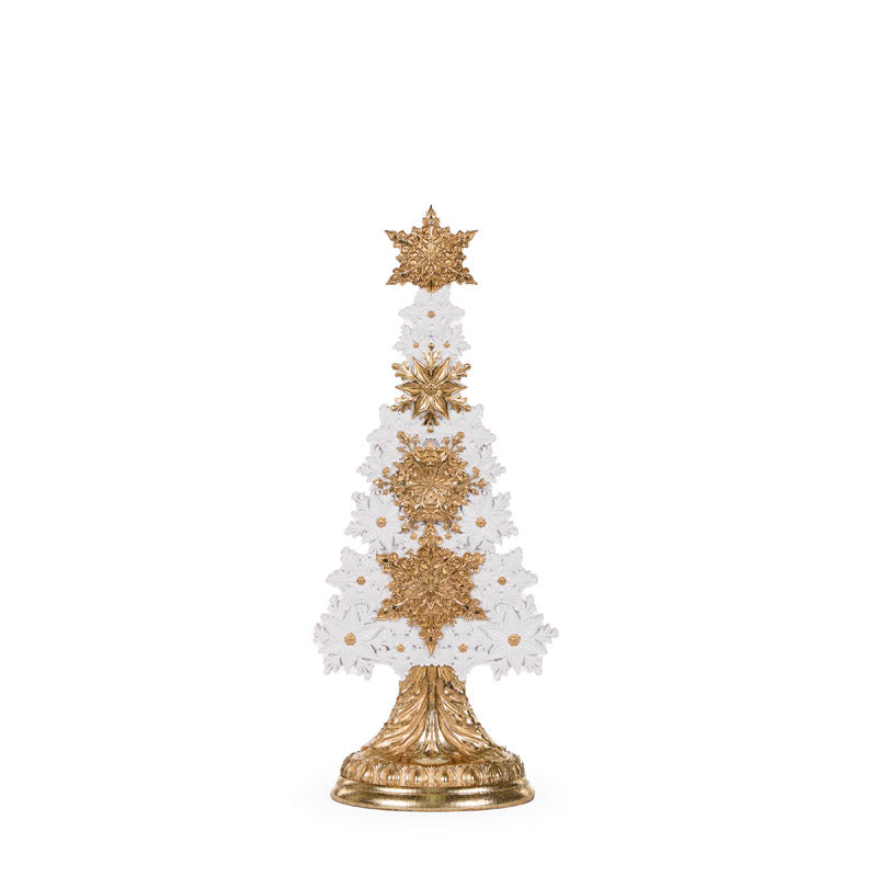 50cm White And Gold Snowflake Tree