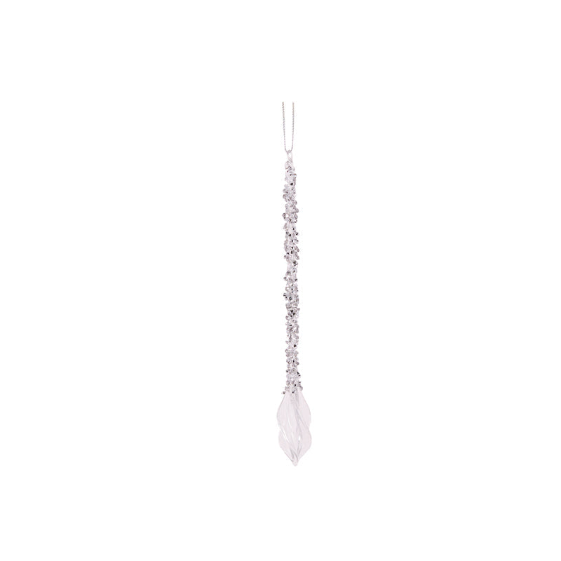 20cm Silver Beaded Drop Icicle