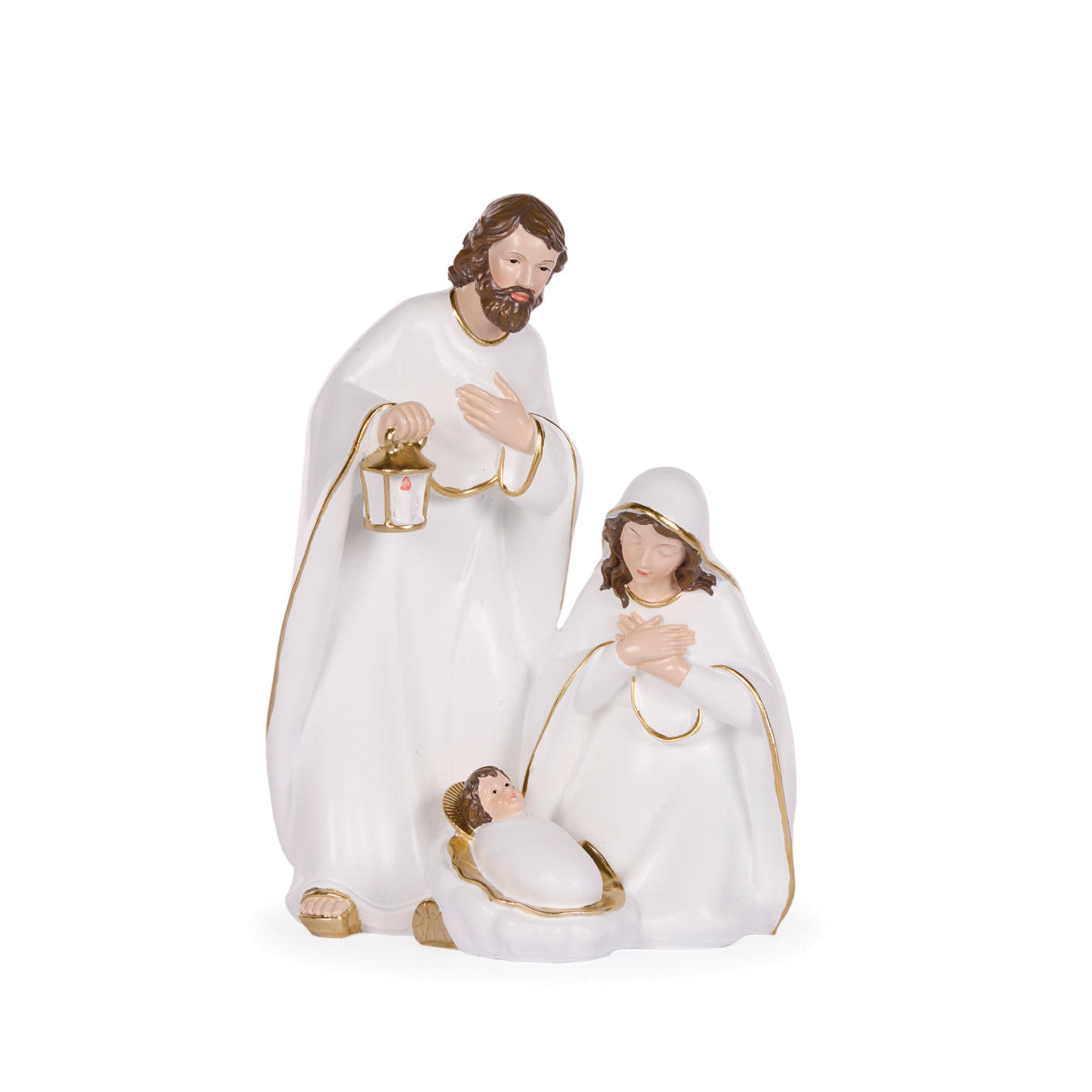 26cm Minimal White And Gold Nativity