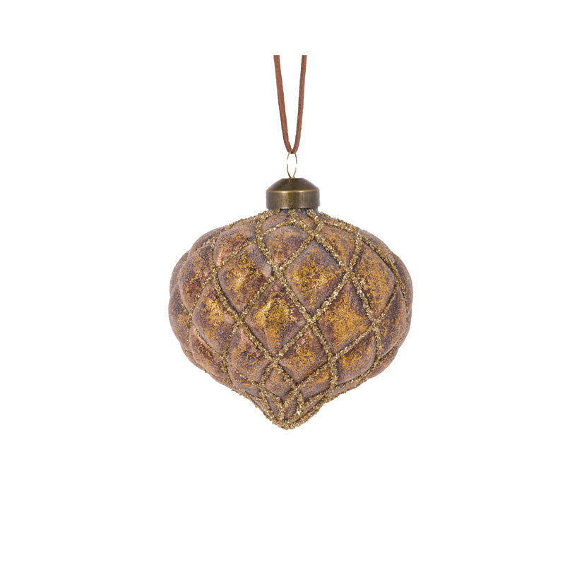 Metallic Brown Quilt Onion Bauble