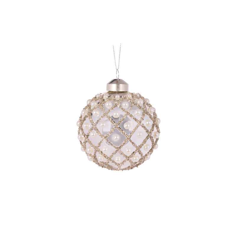 Silver Quilted Pearl Bauble