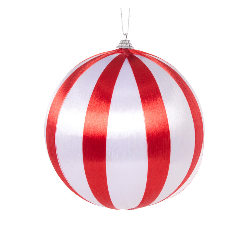 Red And White Striped Silk Bauble