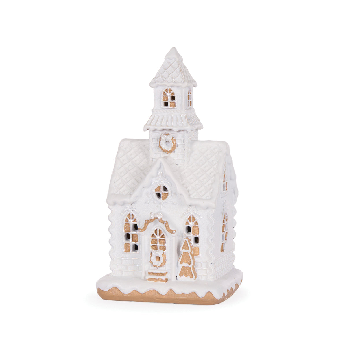 LED White Gingerbread Chapel
