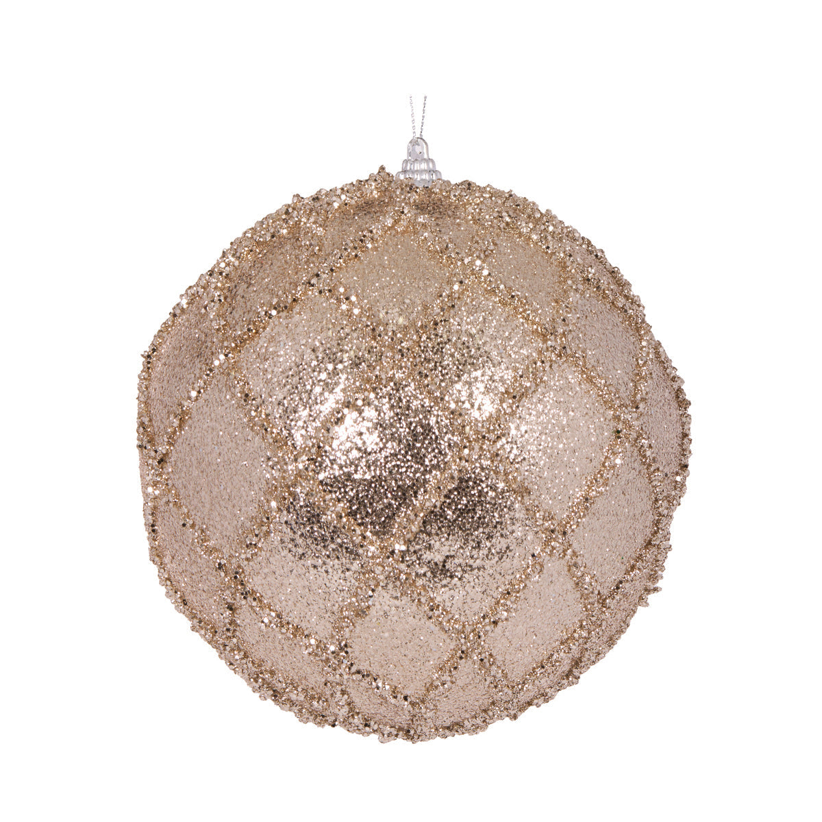 XL Champagne Glittered Lattice Bauble