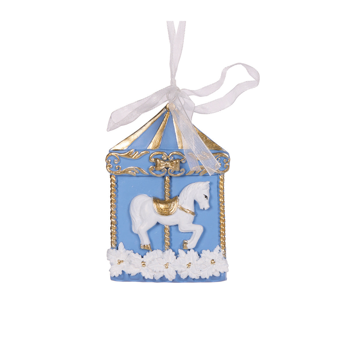 Blue And White Carousel Ornament
