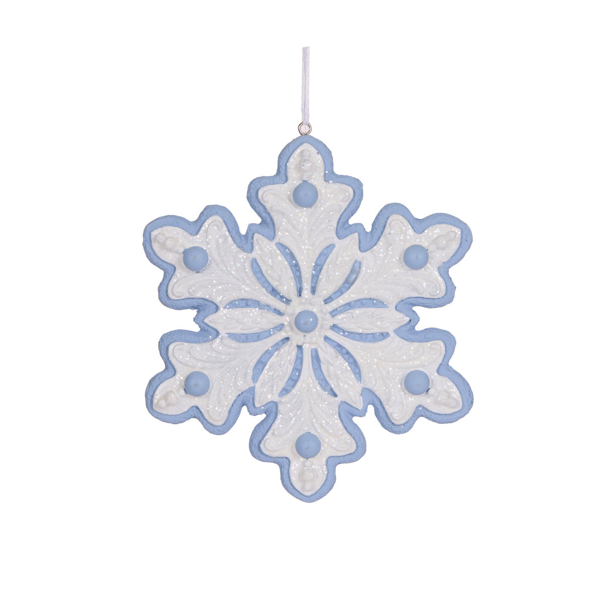 Intricate Blue Snowflake Cookie Hanging