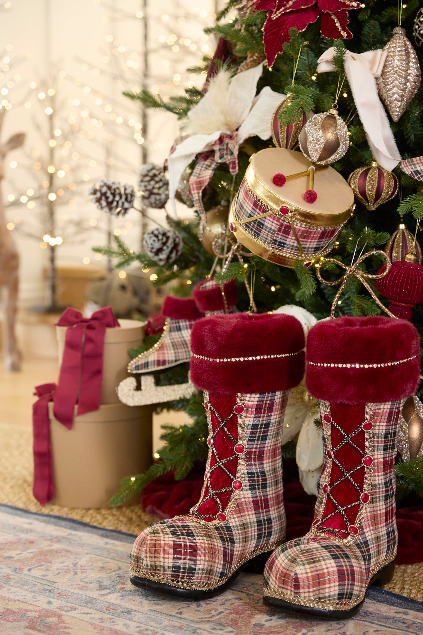 LUXE WINTER TARTAN SANTA BOOTS