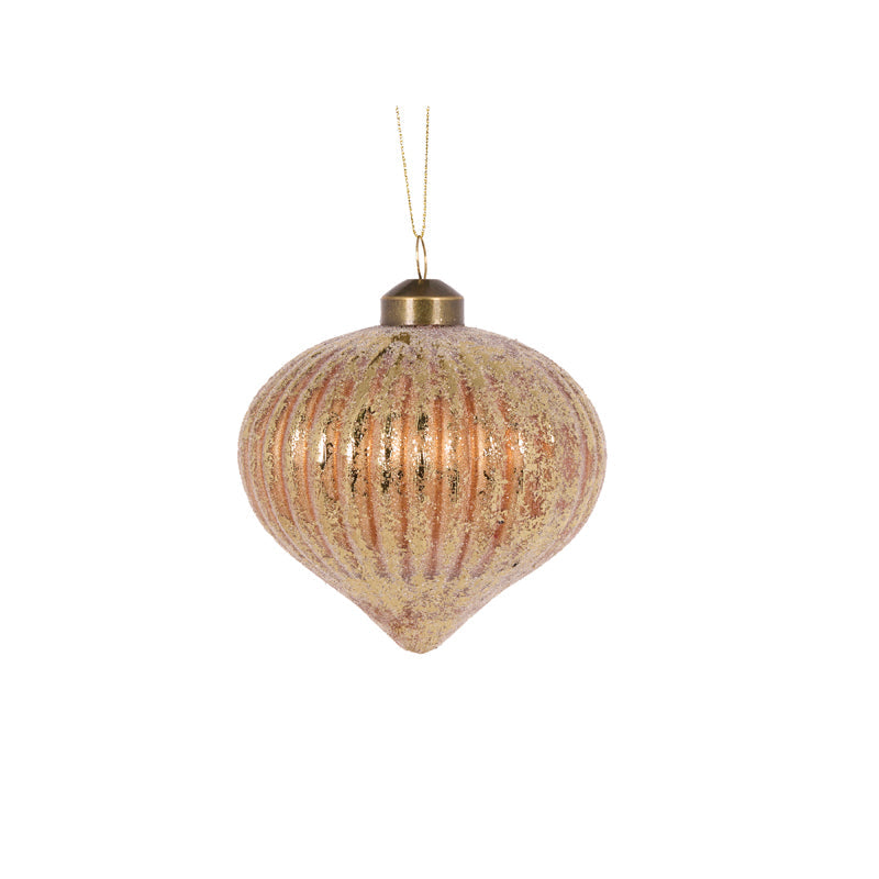 Antique Gold Ribbed Onion Bauble