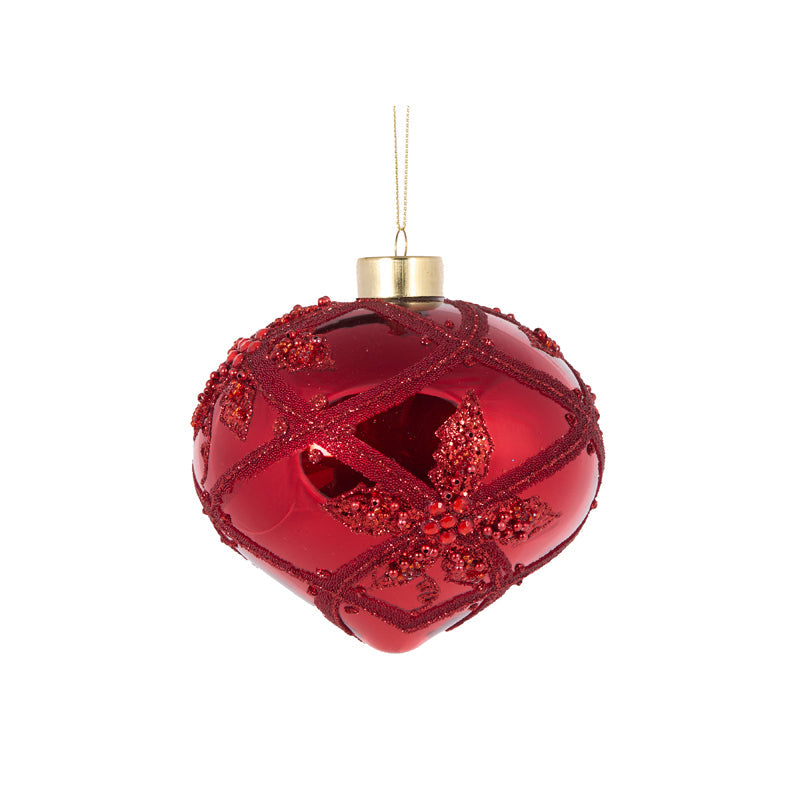 Red Quilted Bead Onion Bauble