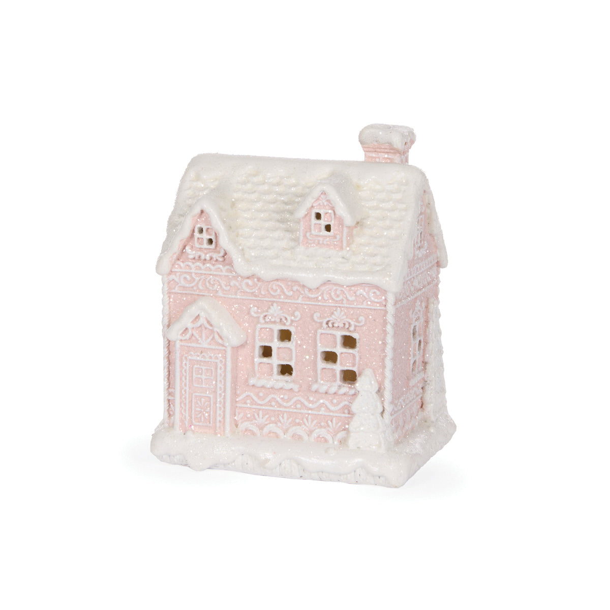 LED Pink Gingerbread Cottage