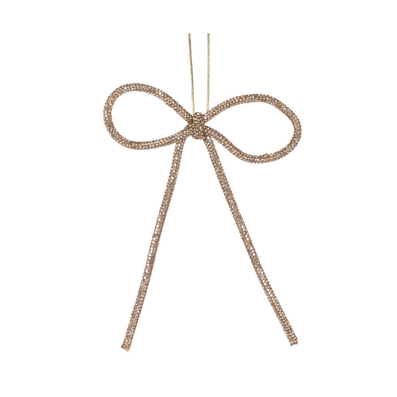 14cm Gold Beaded Bow Ornament