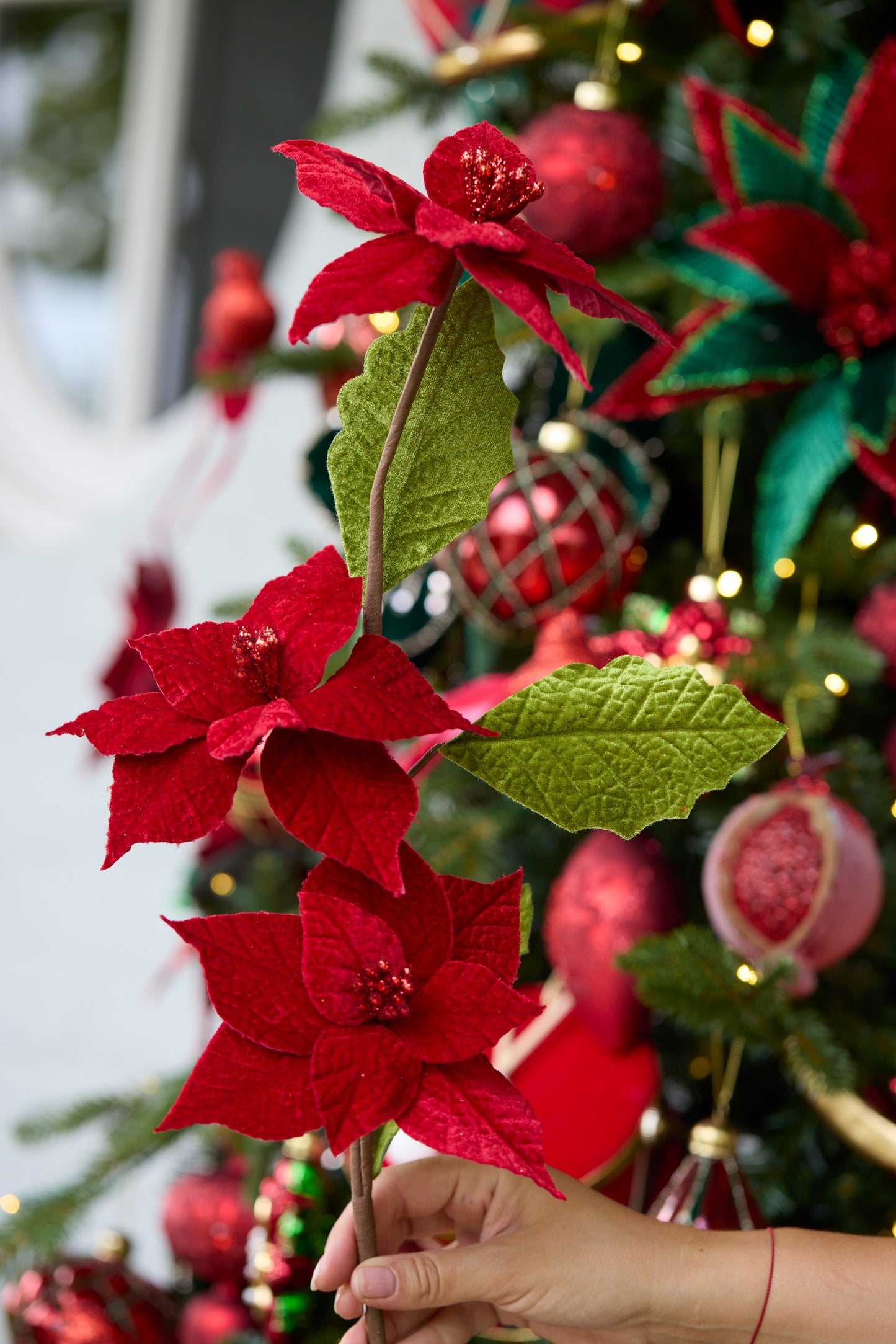 RED POINSETTIA SPRAY