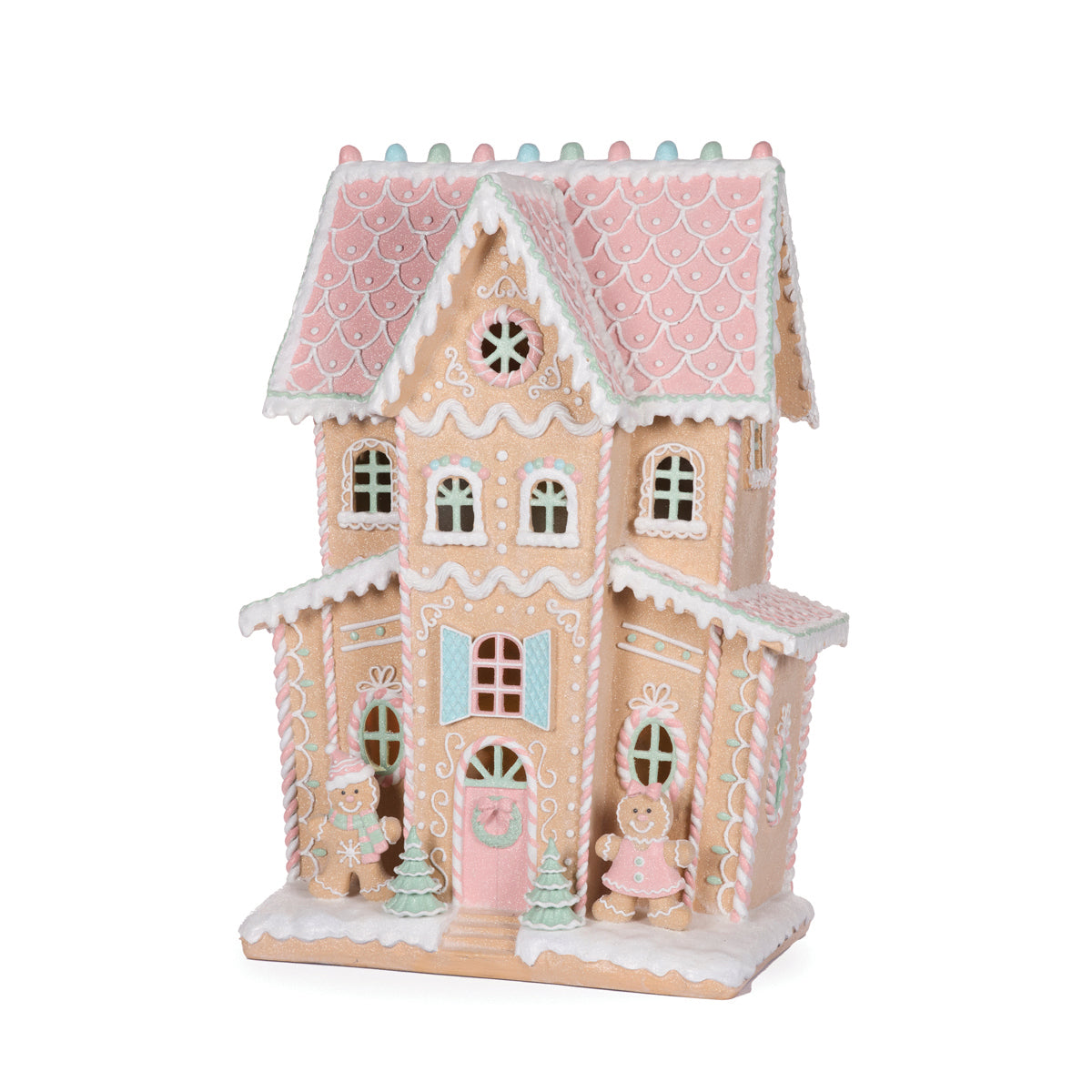 LED Piped Pastel Gingerbread Mansion