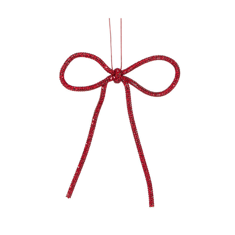 14cm Red Beaded Bow Ornament