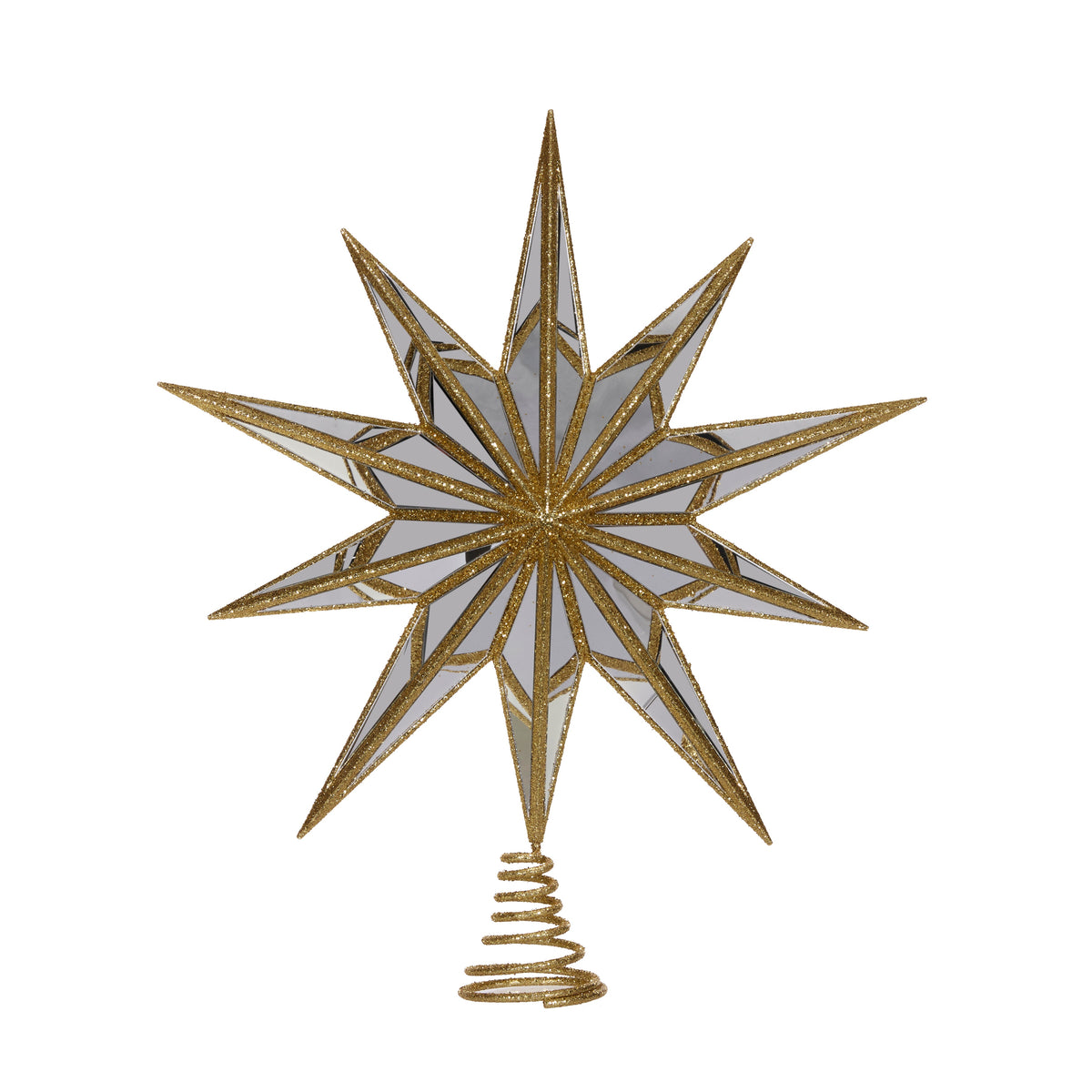 XL 10 Point Mirrored Tree Topper Star Gold