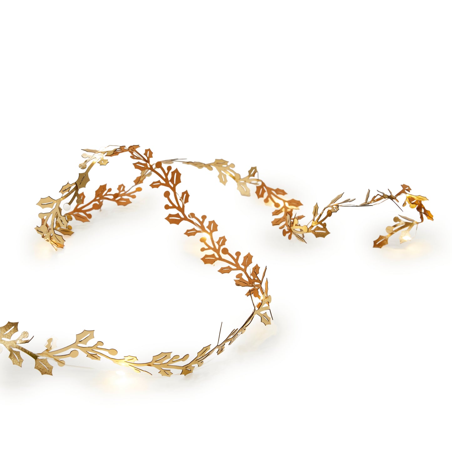 LED Gold Holly Garland