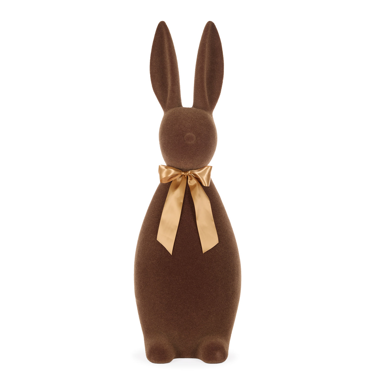 130 CM DELUXE FLOCKED RABBIT WITH BOW CHOCOLATE