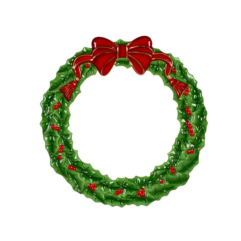 Holly Wreath Dessert Plate