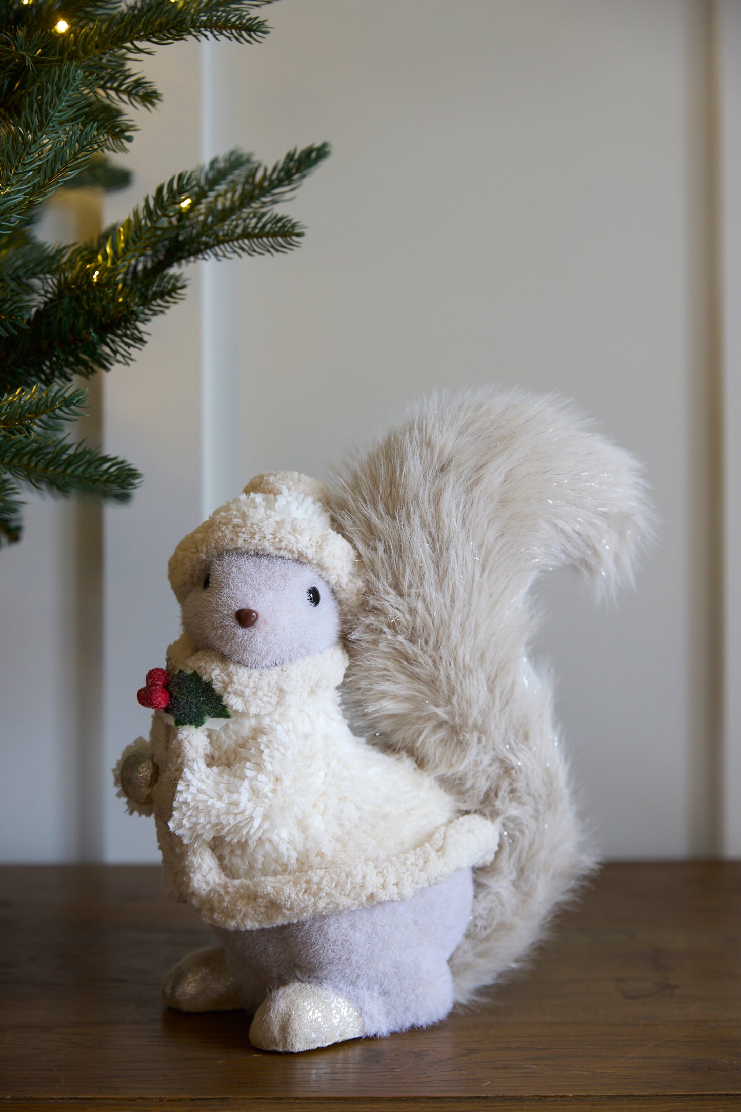 WINTER SQUIRREL WITH HOLLY
