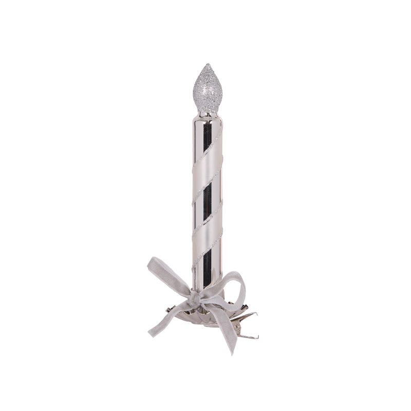 Silver Stripe Clip Candle